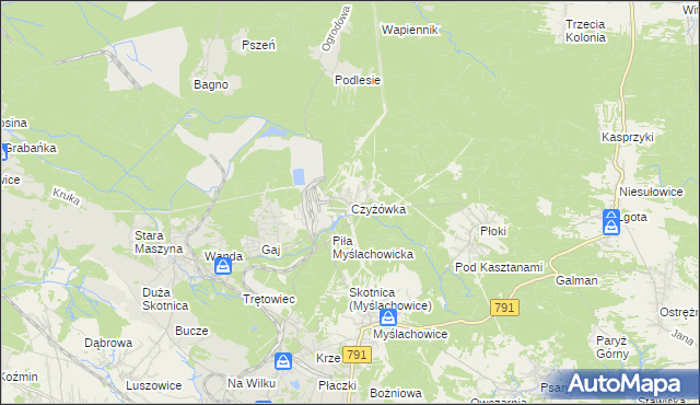 mapa Czyżówka gmina Trzebinia, Czyżówka gmina Trzebinia na mapie Targeo