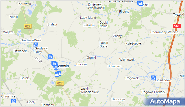 mapa Dąbek gmina Czerwin, Dąbek gmina Czerwin na mapie Targeo