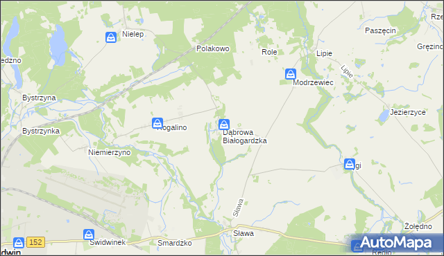 mapa Dąbrowa Białogardzka, Dąbrowa Białogardzka na mapie Targeo