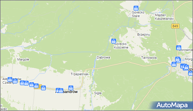 mapa Dąbrowa gmina Aleksandrów, Dąbrowa gmina Aleksandrów na mapie Targeo