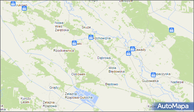 mapa Dąbrowa gmina Baranowo, Dąbrowa gmina Baranowo na mapie Targeo