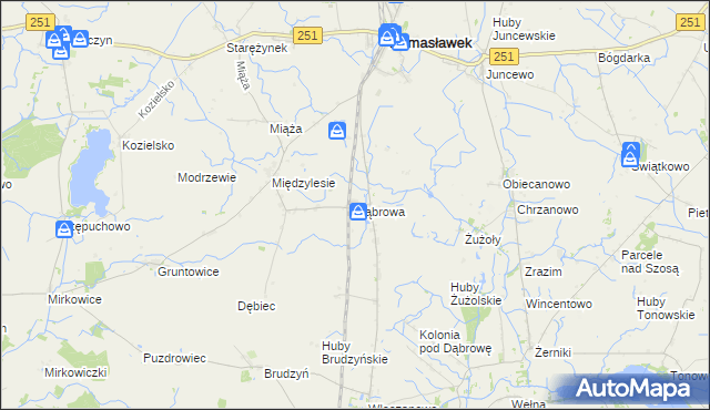 mapa Dąbrowa gmina Damasławek, Dąbrowa gmina Damasławek na mapie Targeo