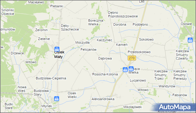 mapa Dąbrowa gmina Koło, Dąbrowa gmina Koło na mapie Targeo
