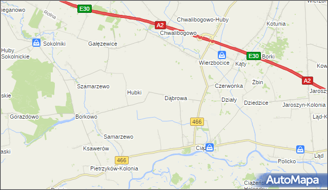 mapa Dąbrowa gmina Lądek, Dąbrowa gmina Lądek na mapie Targeo