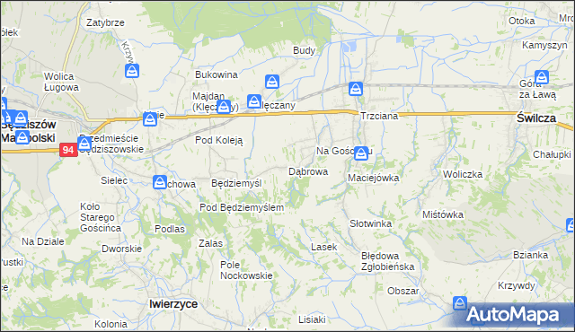 mapa Dąbrowa gmina Świlcza, Dąbrowa gmina Świlcza na mapie Targeo