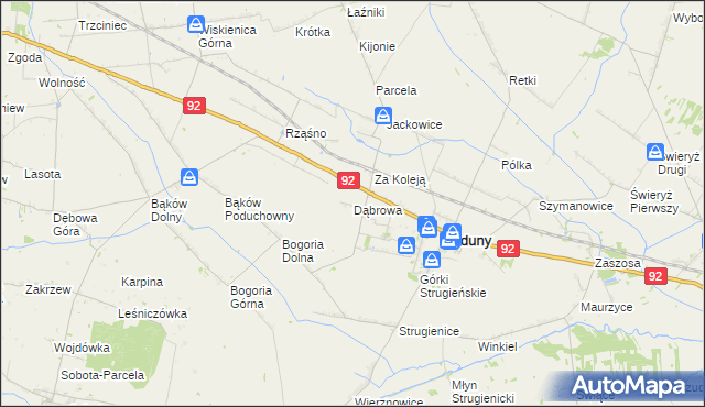 mapa Dąbrowa gmina Zduny, Dąbrowa gmina Zduny na mapie Targeo