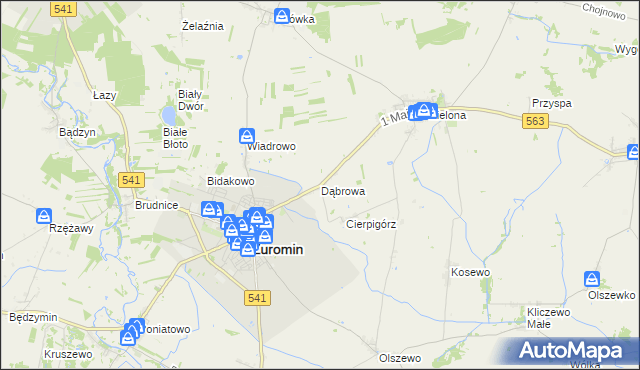 mapa Dąbrowa gmina Żuromin, Dąbrowa gmina Żuromin na mapie Targeo