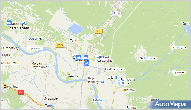 mapa Dąbrowa Rzeczycka, Dąbrowa Rzeczycka na mapie Targeo