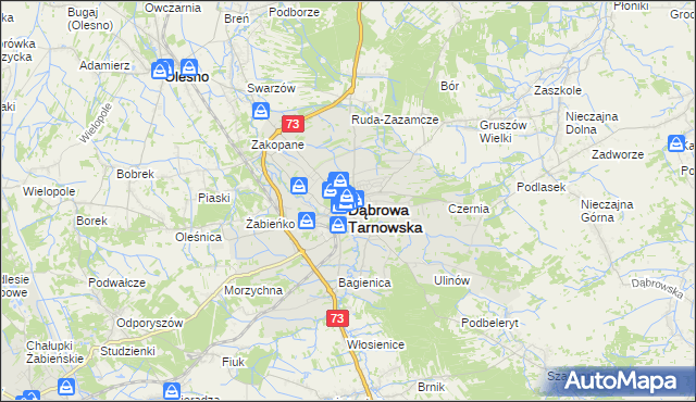 mapa Dąbrowa Tarnowska, Dąbrowa Tarnowska na mapie Targeo