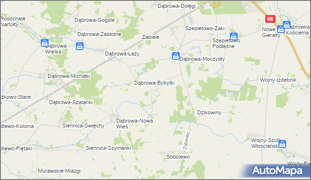 mapa Dąbrowa-Wilki, Dąbrowa-Wilki na mapie Targeo