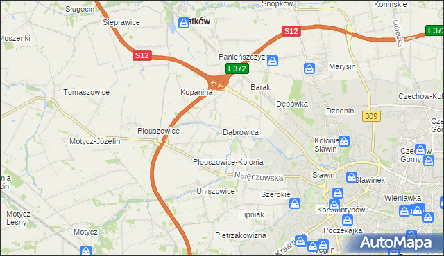 mapa Dąbrowica gmina Jastków, Dąbrowica gmina Jastków na mapie Targeo