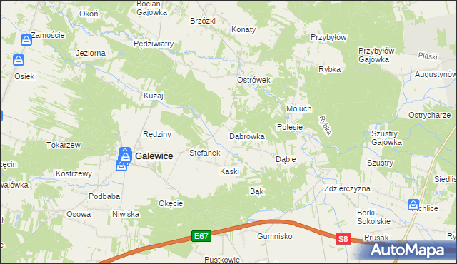 mapa Dąbrówka gmina Galewice, Dąbrówka gmina Galewice na mapie Targeo