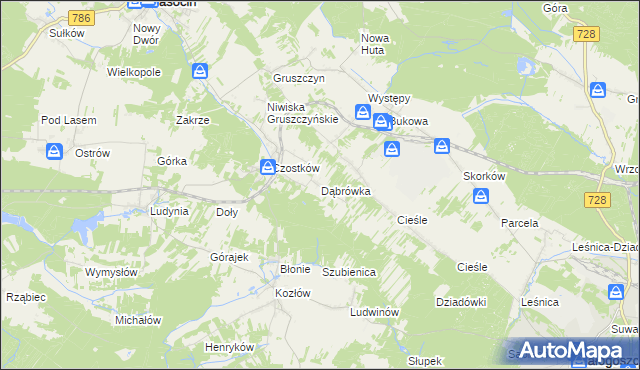 mapa Dąbrówka gmina Krasocin, Dąbrówka gmina Krasocin na mapie Targeo