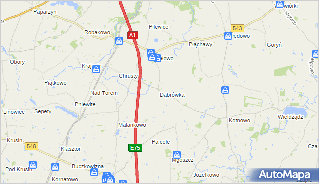 mapa Dąbrówka gmina Płużnica, Dąbrówka gmina Płużnica na mapie Targeo