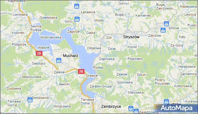 mapa Dąbrówka gmina Stryszów, Dąbrówka gmina Stryszów na mapie Targeo