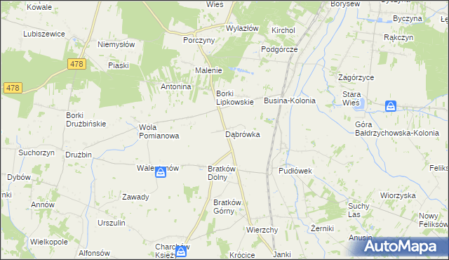 mapa Dąbrówka gmina Zadzim, Dąbrówka gmina Zadzim na mapie Targeo