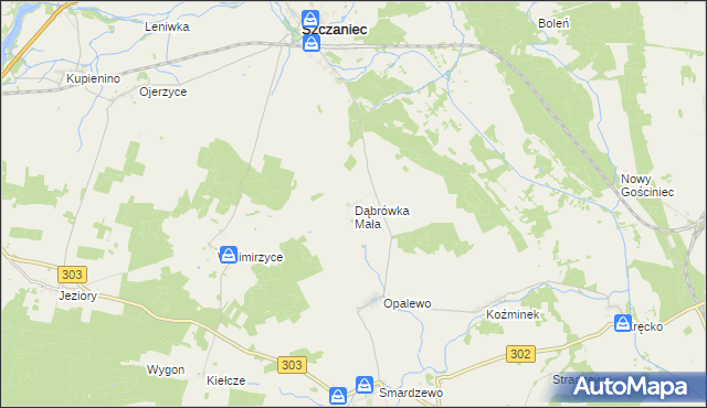 mapa Dąbrówka Mała gmina Szczaniec, Dąbrówka Mała gmina Szczaniec na mapie Targeo