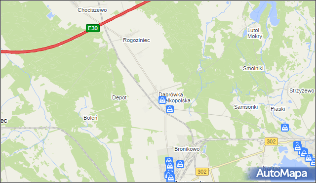 mapa Dąbrówka Wielkopolska, Dąbrówka Wielkopolska na mapie Targeo