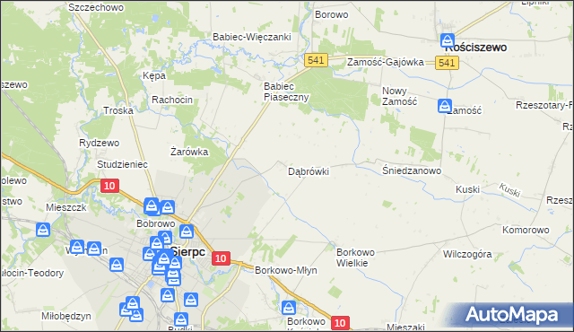 mapa Dąbrówki gmina Sierpc, Dąbrówki gmina Sierpc na mapie Targeo