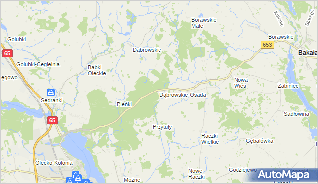 mapa Dąbrowskie-Osada, Dąbrowskie-Osada na mapie Targeo