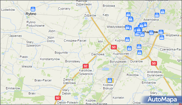 mapa Dachowa gmina Sochaczew, Dachowa gmina Sochaczew na mapie Targeo