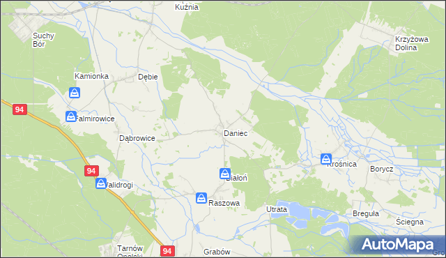 mapa Daniec, Daniec na mapie Targeo