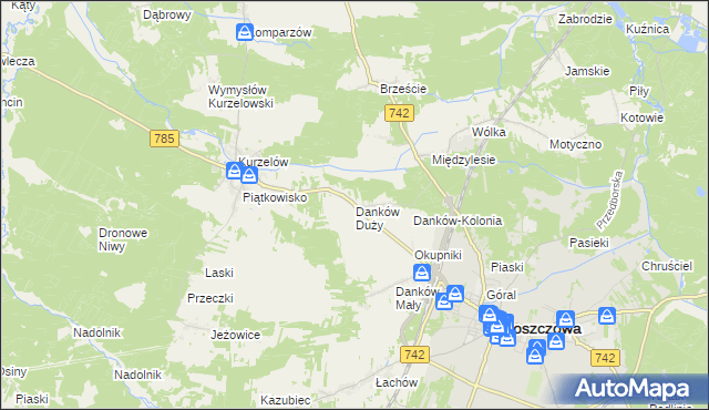 mapa Danków Duży, Danków Duży na mapie Targeo