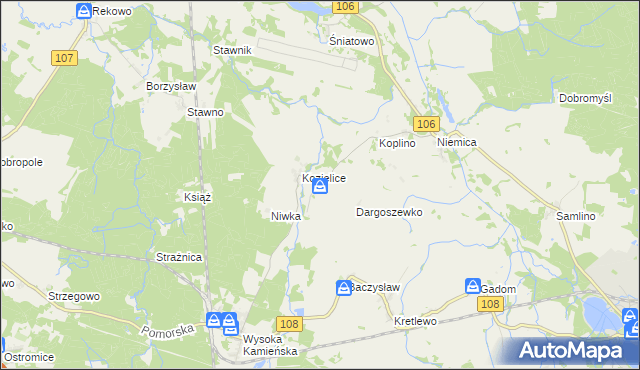 mapa Dargoszewo, Dargoszewo na mapie Targeo