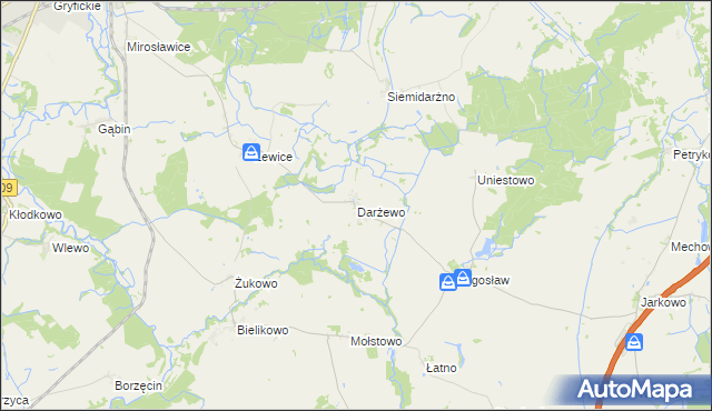 mapa Darżewo gmina Brojce, Darżewo gmina Brojce na mapie Targeo