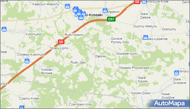 mapa Dębniki gmina Rutki, Dębniki gmina Rutki na mapie Targeo