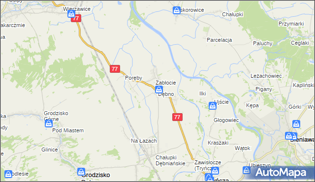 mapa Dębno gmina Leżajsk, Dębno gmina Leżajsk na mapie Targeo