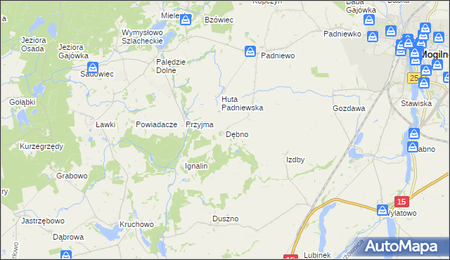 mapa Dębno gmina Mogilno, Dębno gmina Mogilno na mapie Targeo