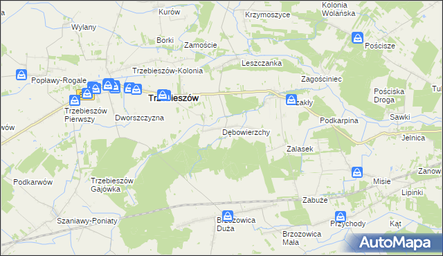 mapa Dębowierzchy, Dębowierzchy na mapie Targeo