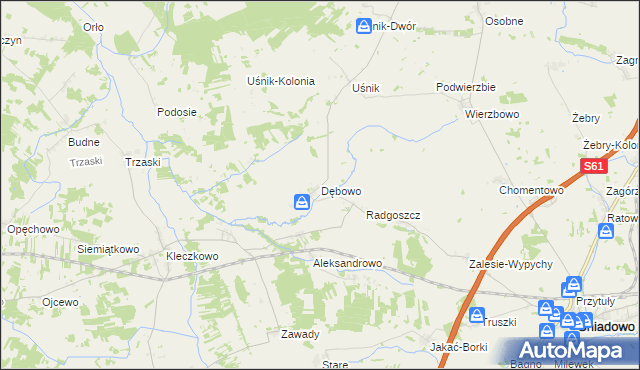 mapa Dębowo gmina Śniadowo, Dębowo gmina Śniadowo na mapie Targeo