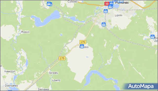 mapa Dębsko gmina Kalisz Pomorski, Dębsko gmina Kalisz Pomorski na mapie Targeo