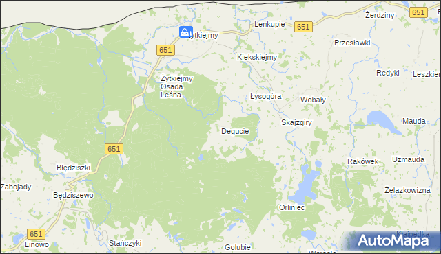 mapa Degucie gmina Dubeninki, Degucie gmina Dubeninki na mapie Targeo