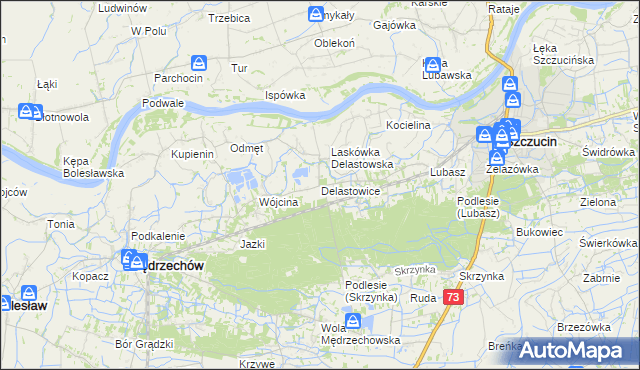 mapa Delastowice, Delastowice na mapie Targeo