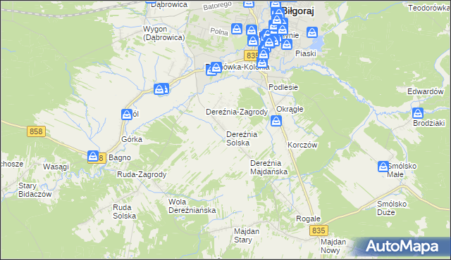 mapa Dereźnia Solska, Dereźnia Solska na mapie Targeo