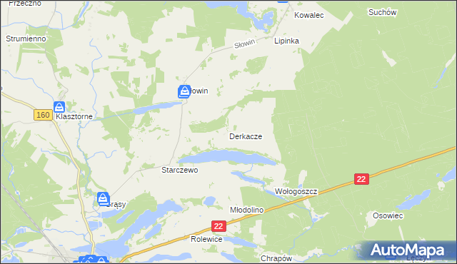 mapa Derkacze, Derkacze na mapie Targeo