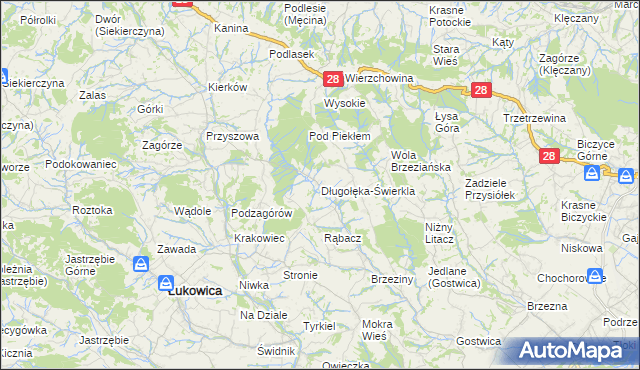 mapa Długołęka-Świerkla, Długołęka-Świerkla na mapie Targeo