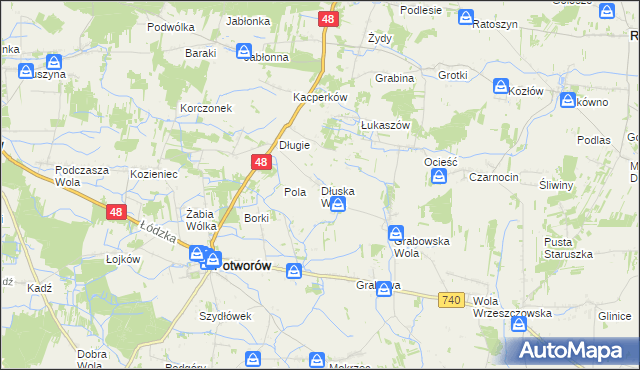 mapa Dłuska Wola, Dłuska Wola na mapie Targeo
