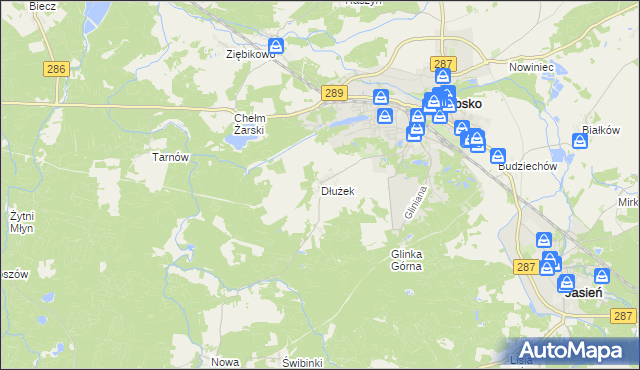 mapa Dłużek gmina Lubsko, Dłużek gmina Lubsko na mapie Targeo