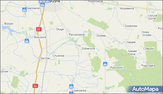 mapa Dobiercice, Dobiercice na mapie Targeo