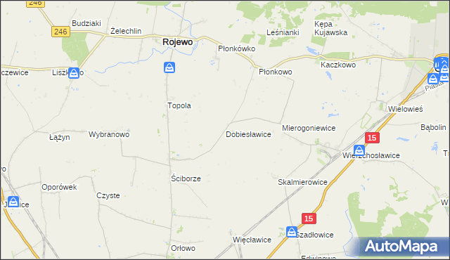 mapa Dobiesławice gmina Rojewo, Dobiesławice gmina Rojewo na mapie Targeo