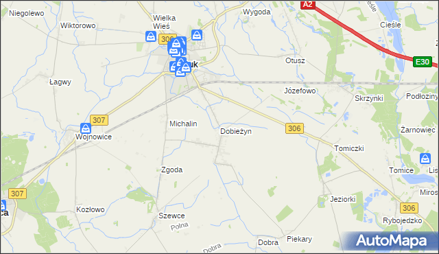 mapa Dobieżyn, Dobieżyn na mapie Targeo