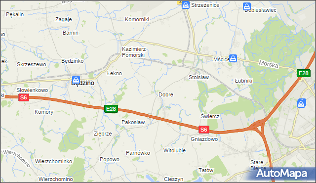 mapa Dobre gmina Będzino, Dobre gmina Będzino na mapie Targeo