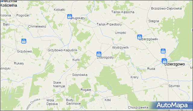 mapa Dobrogosty gmina Dzierzgowo, Dobrogosty gmina Dzierzgowo na mapie Targeo