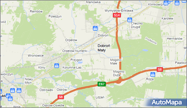 mapa Dobroń Duży, Dobroń Duży na mapie Targeo