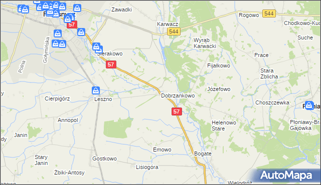 mapa Dobrzankowo, Dobrzankowo na mapie Targeo