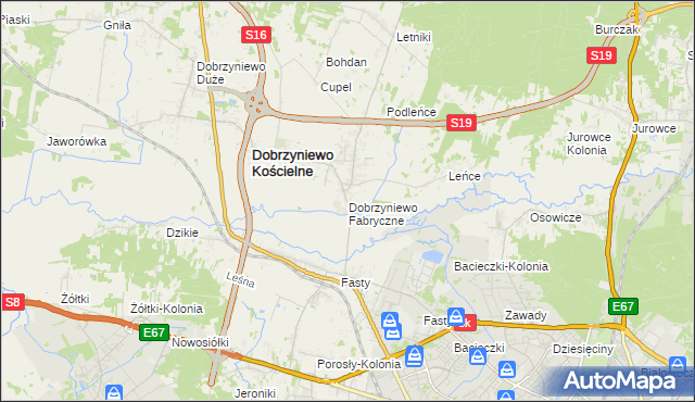 mapa Dobrzyniewo Fabryczne, Dobrzyniewo Fabryczne na mapie Targeo